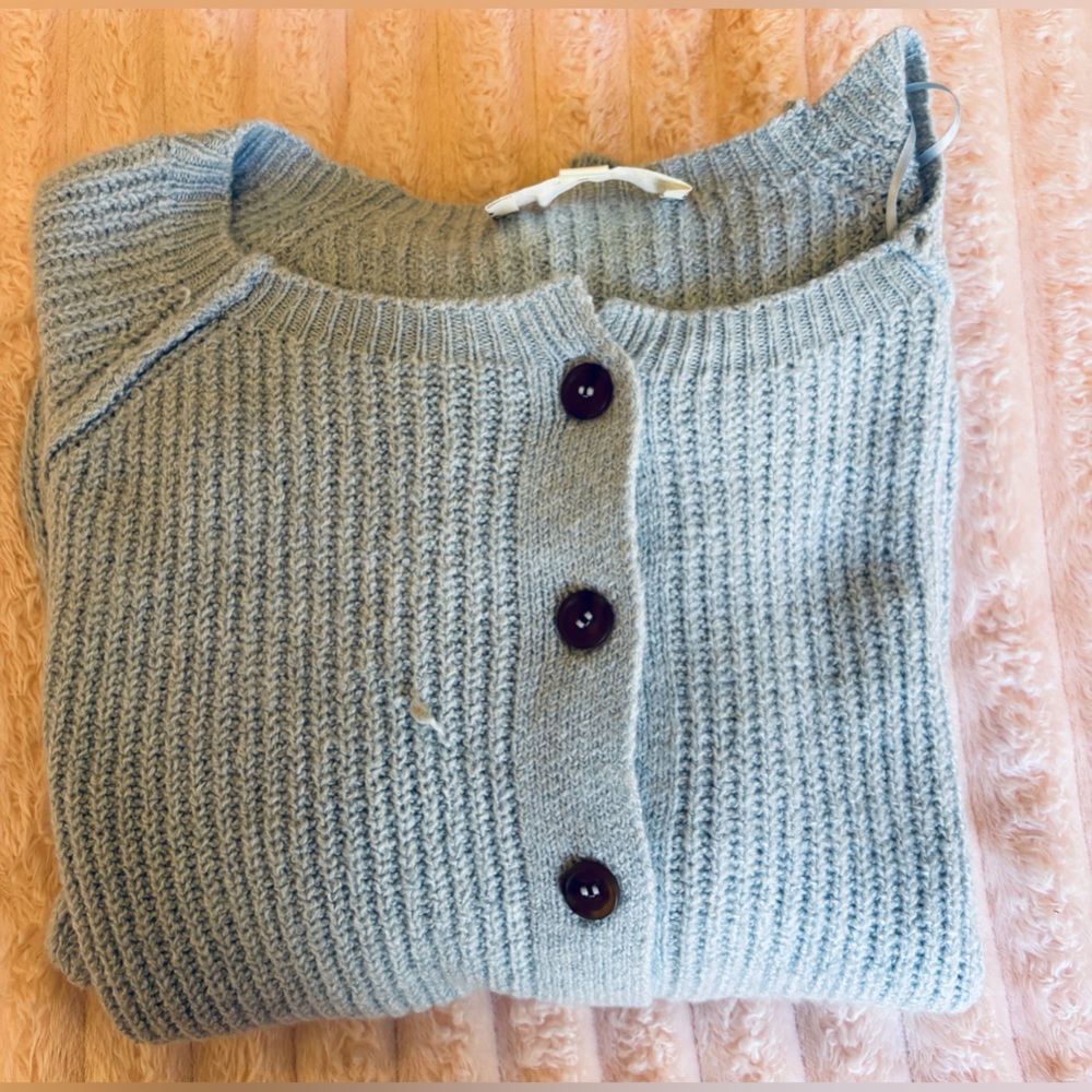 Pink Republic Cozy Light Blue Button-Front Women's Sweater Cardigan NEW Large - Picture 7 of 11